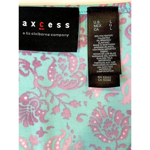 Axcess Women Wrap Blouse Top Leaf Print Sleeveless V Neck Purple Blue Size Large - Picture 5 of 6